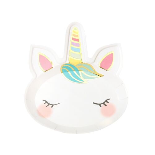 Shaped Unicorn Plates - 8 Pack