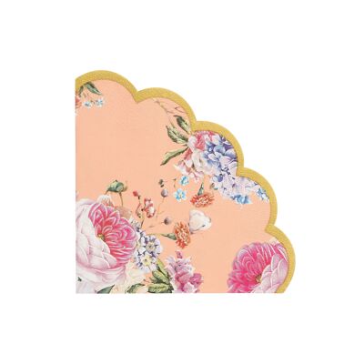 Pinke Blumenservietten mit Muschelsaum – 20er-Pack