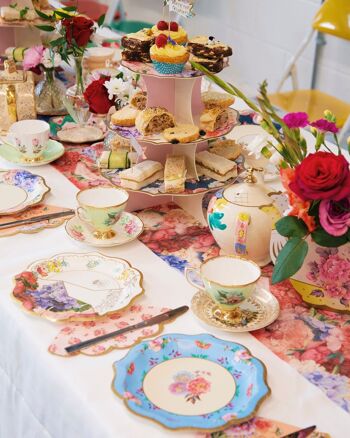 Assiettes en papier à fleurs vintage - Paquet de 12 4