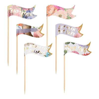 Cocktail Stick Food Flags for Party - 24 Pack