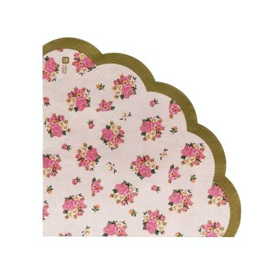 Scalloped Pink Floral Napkins, Mother's Day - 20 Pack