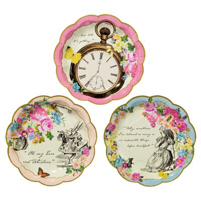Alice in Wonderland Plates - 12 Pack, 3 Designs