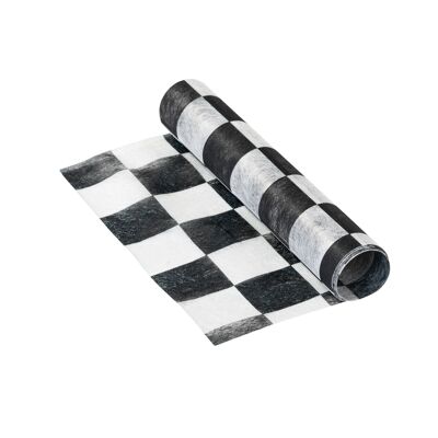Black and White Checker Fabric Table Runner - 4m