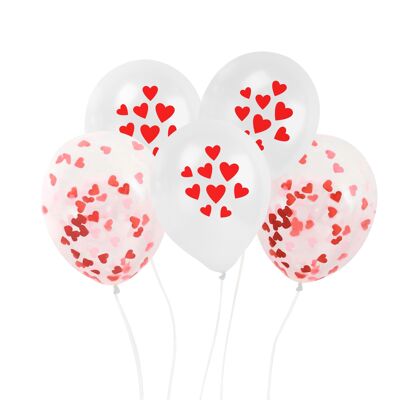 Red Heart Party Balloons - 12 Pack