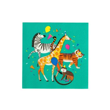 Serviettes Safari Animal Party pour enfants - Paquet de 20 1