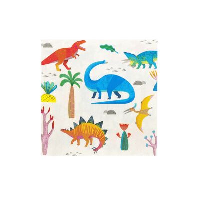 Serviettes de table dinosaures écologiques - paquet de 20