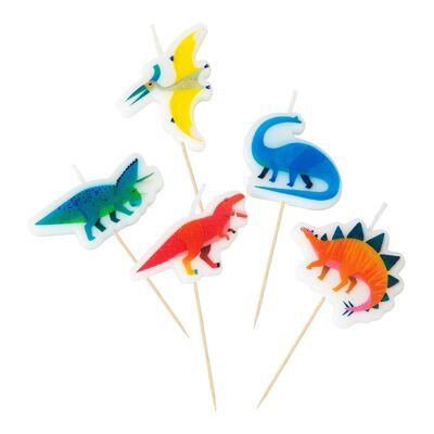 Geformte Dinosaurier-Geburtstagskerzen – 5er-Pack
