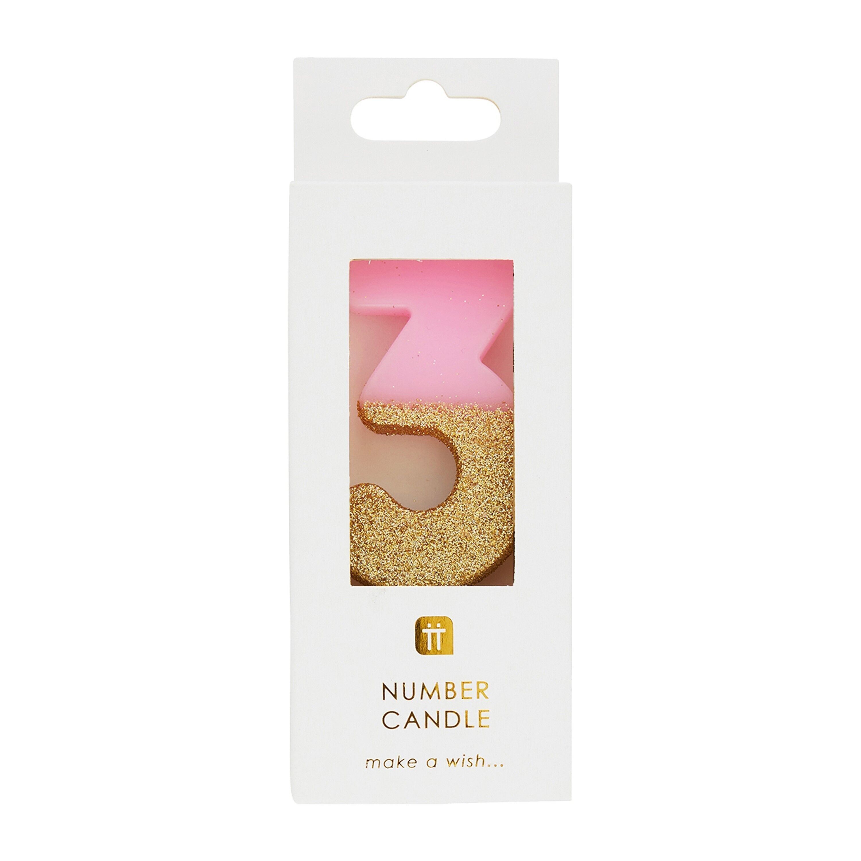 Candela numero 3 glitter rosa