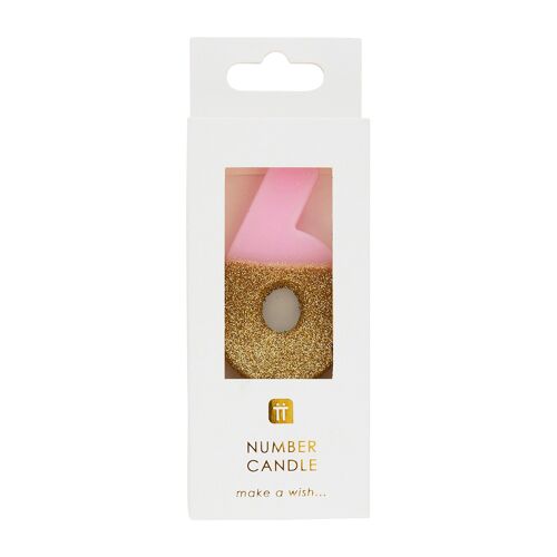 Pink Glitter Number 6 Candle