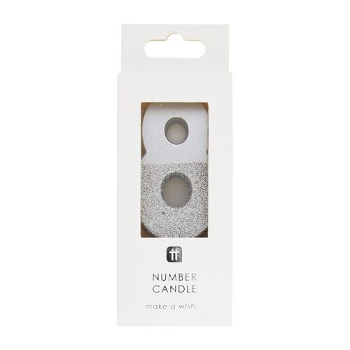 Silver Glitter Number 8 Candle