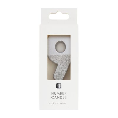 Silver Glitter Number 9 Candle