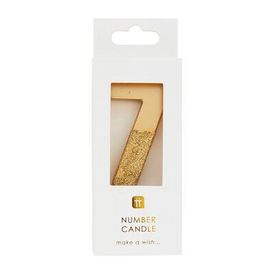 Gold Glitter Number 7 Candle