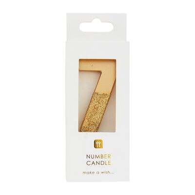 Gold Glitter Nummer 7 Kerze