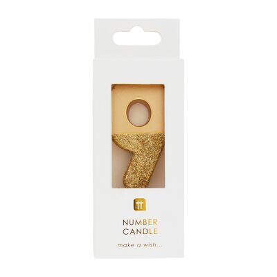 Gold Glitter Number 9 Candle