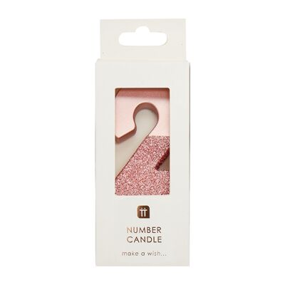 Candela numero 2 glitter oro rosa