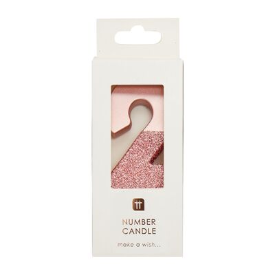 Rose Gold Glitter Number 2 Candle