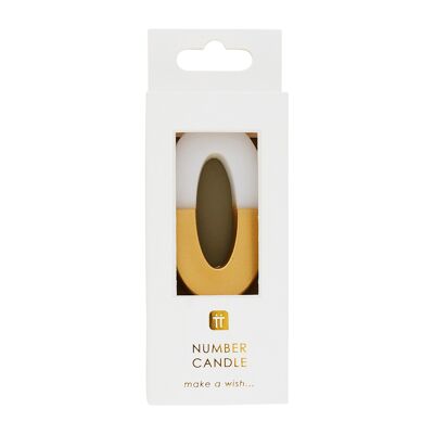 White & Gold Number 0 Candle