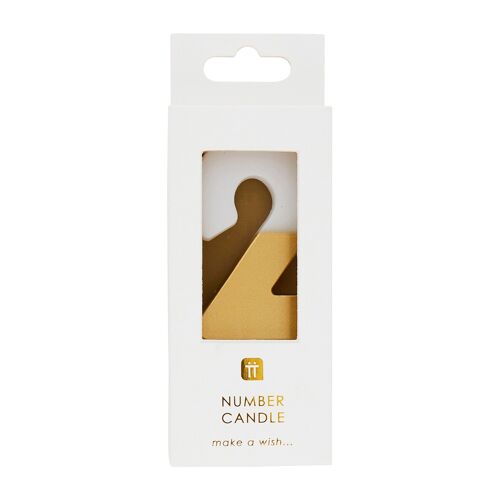 White & Gold Number 2 Candle