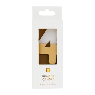 White & Gold Number 4 Candle