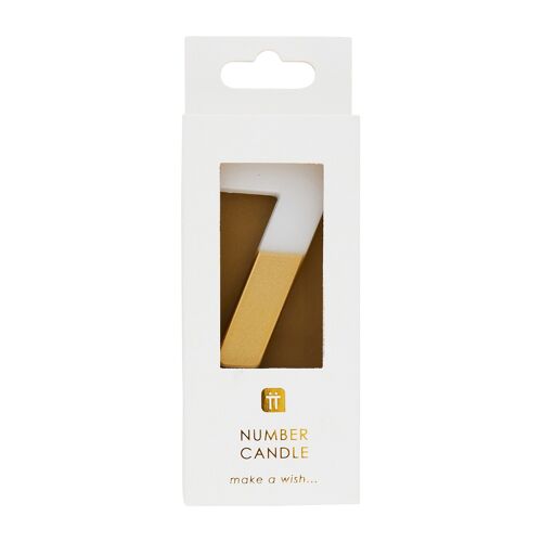 White & Gold Number 7 Candle