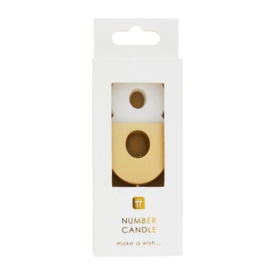 White & Gold Number 8 Candle