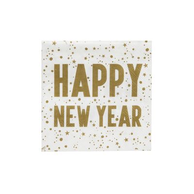 Goldene Happy New Year Servietten – 20er Pack