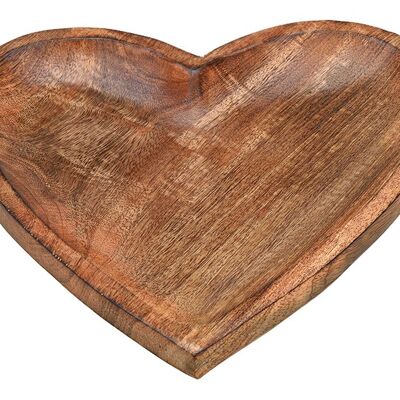 Teller Herzform aus Mangoholz aus Holz Braun (B/H/T) 26x3x26cm