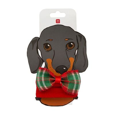 Accesorio navideño para perro con pajarita de tartán