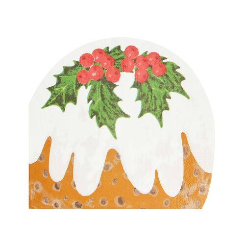 Christmas Pudding Napkins - 16 Pack