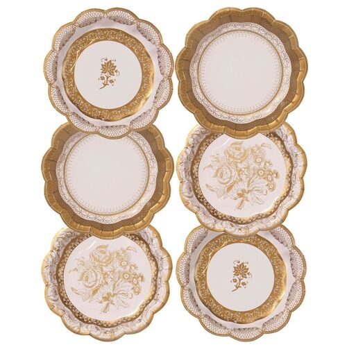 Small Gold Paper Plates for Christmas - 12 Pack