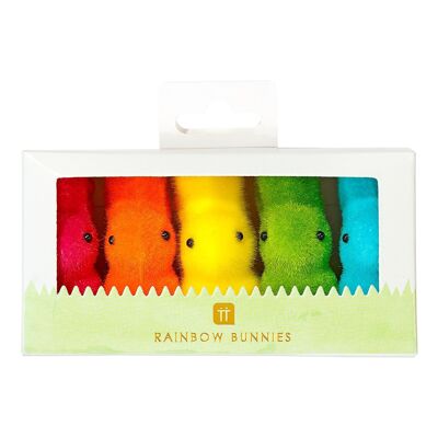 Regenbogen-Osterhasen-Kaninchen-Dekorationen – 5er-Pack