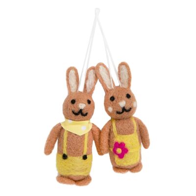 Bunny Rabbit Felt Easter Decorations - 2 Pack