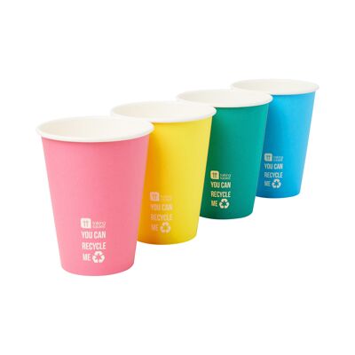 Vasos de papel arcoíris ecológicos - Paquete de 8