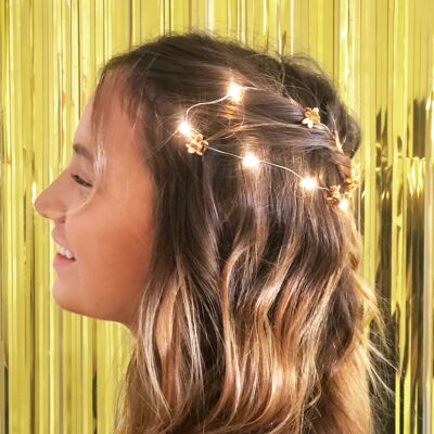 Accessorio per capelli con luci a forma di fiore d'oro