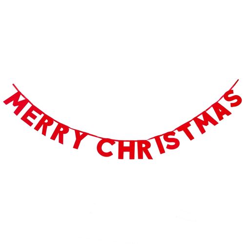 Red Glitter Merry Christmas Garland - 2m