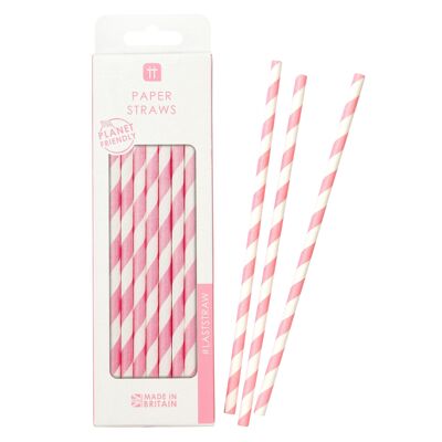 Eco-Friendly Pink Paper Straws - 30 Pack