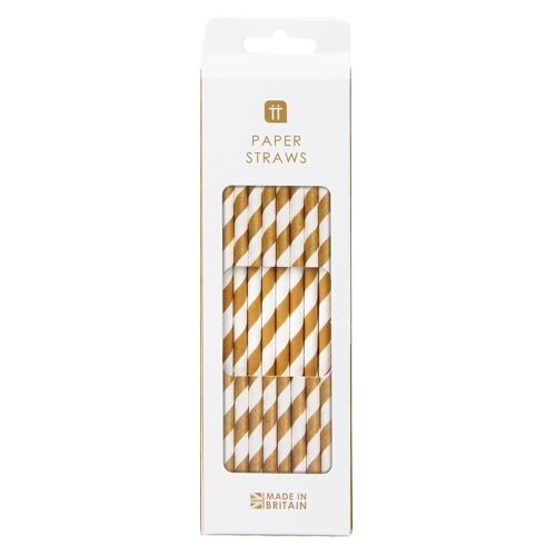 Eco-Friendly Gold Paper Straws - 20 Pack