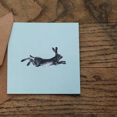 Carte 'Running Hare' en coquille d'oeuf