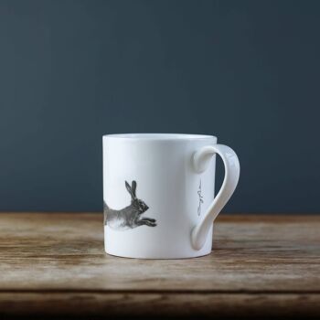 Tasse en porcelaine fine lièvre courant 2