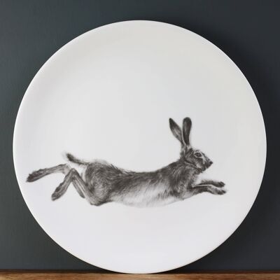 Running Hare Großer Teller aus feinem Knochenporzellan