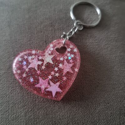 Heart paw print charm/keyring - Blue sparkly - tmb