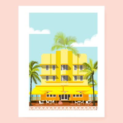 Poster Leslie Hotel Miami Art Deco South Beach Miami Florida, vintage A4 format