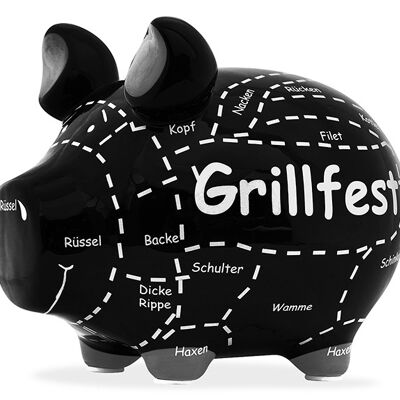 Spardose KCG Kleinschwein Grillfest aus Keramik Schwarz, Art. 101751 (B/H/T) 12x9x9cm