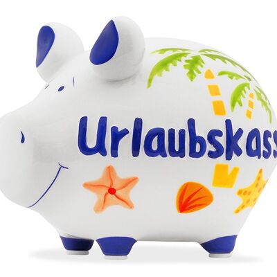 Spardose KCG Kleinschwein Urlaubskasse aus Keramik Weiß, Art. 101729 (B/H/T) 12x9x9cm