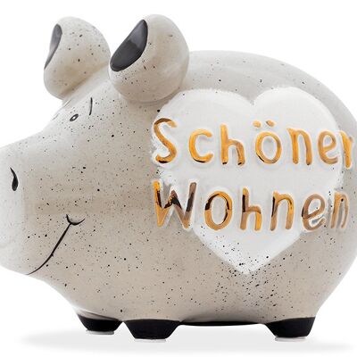 Spardose KCG Kleinschwein, Schöner Wohnen Gold-Edition, aus Keramik, Art. 101655 (B/H/T) 12,5x9x9cm