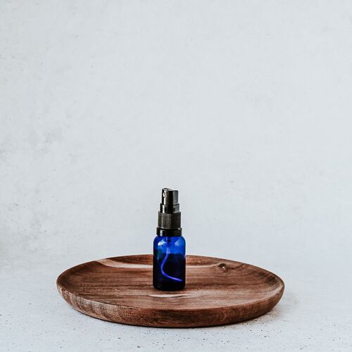 Botella de vidrio azul con vaporizador - 15ml