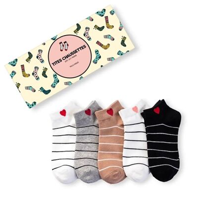 Herzsocken mit Seitenstreifen (4er-Pack)