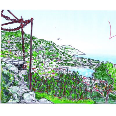 Kunstpostkarte - Nizza - Fort von Mont Alban