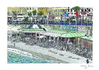 Carte Postale d'Art - Nice - Castel plage