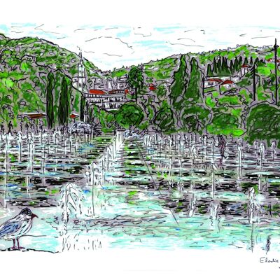 Kunstpostkarte - Nizza - Wasserspiegel - Promenade du Paillon